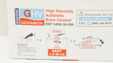 DePuy 5450-35-500 SmartSet High Viscosity Antibiotic Bone Cement 40g (x)